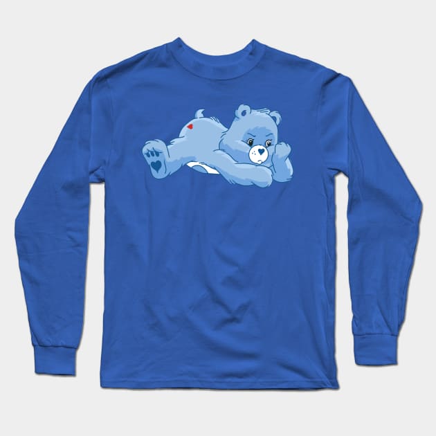 Grumpy bear lying down Long Sleeve T-Shirt by tailspalette